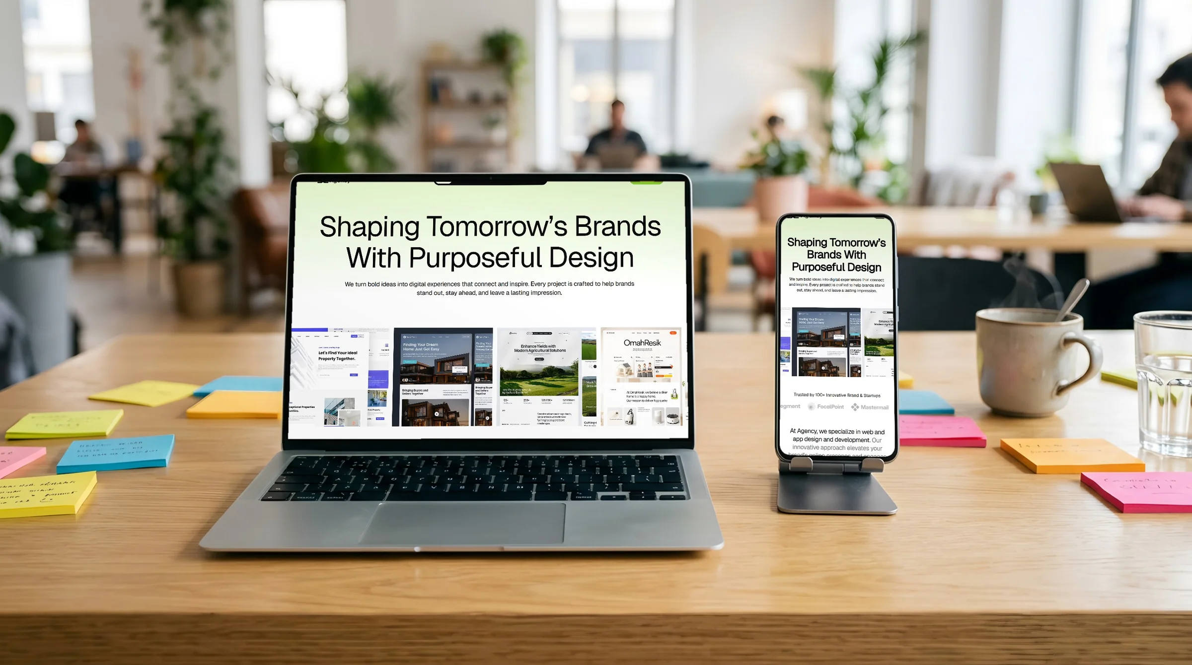 The Agency website on a laptop and a phone