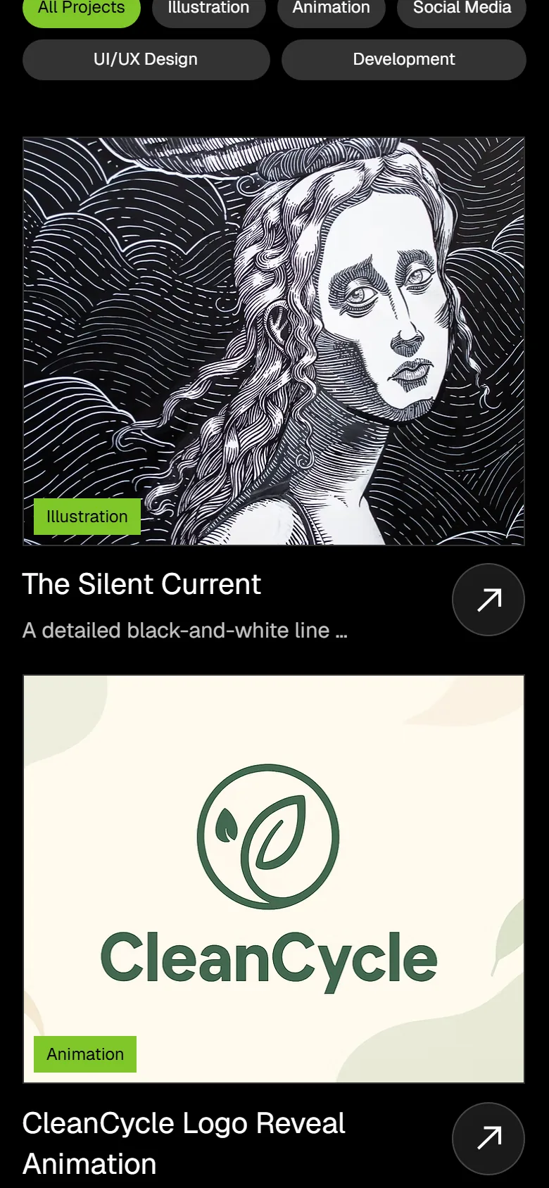 Agency further down the homepage on a phone