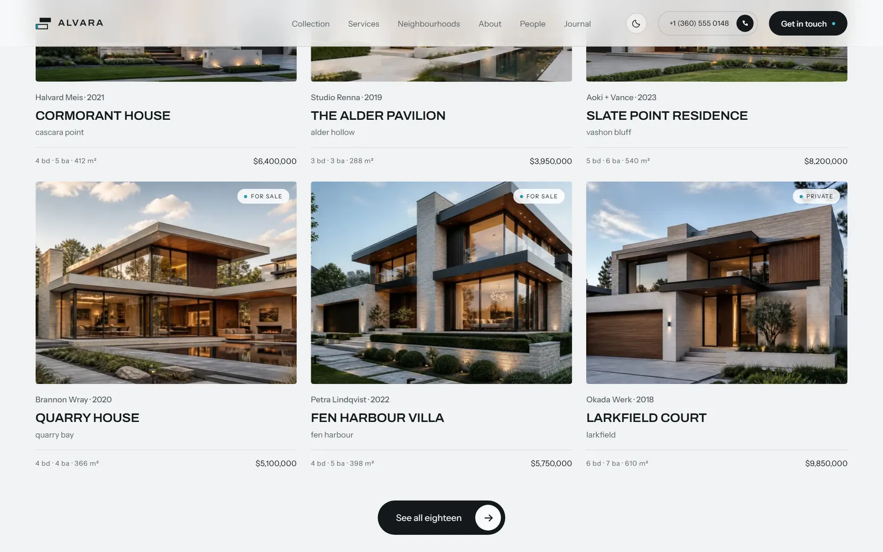 Alvara House, another section on desktop
