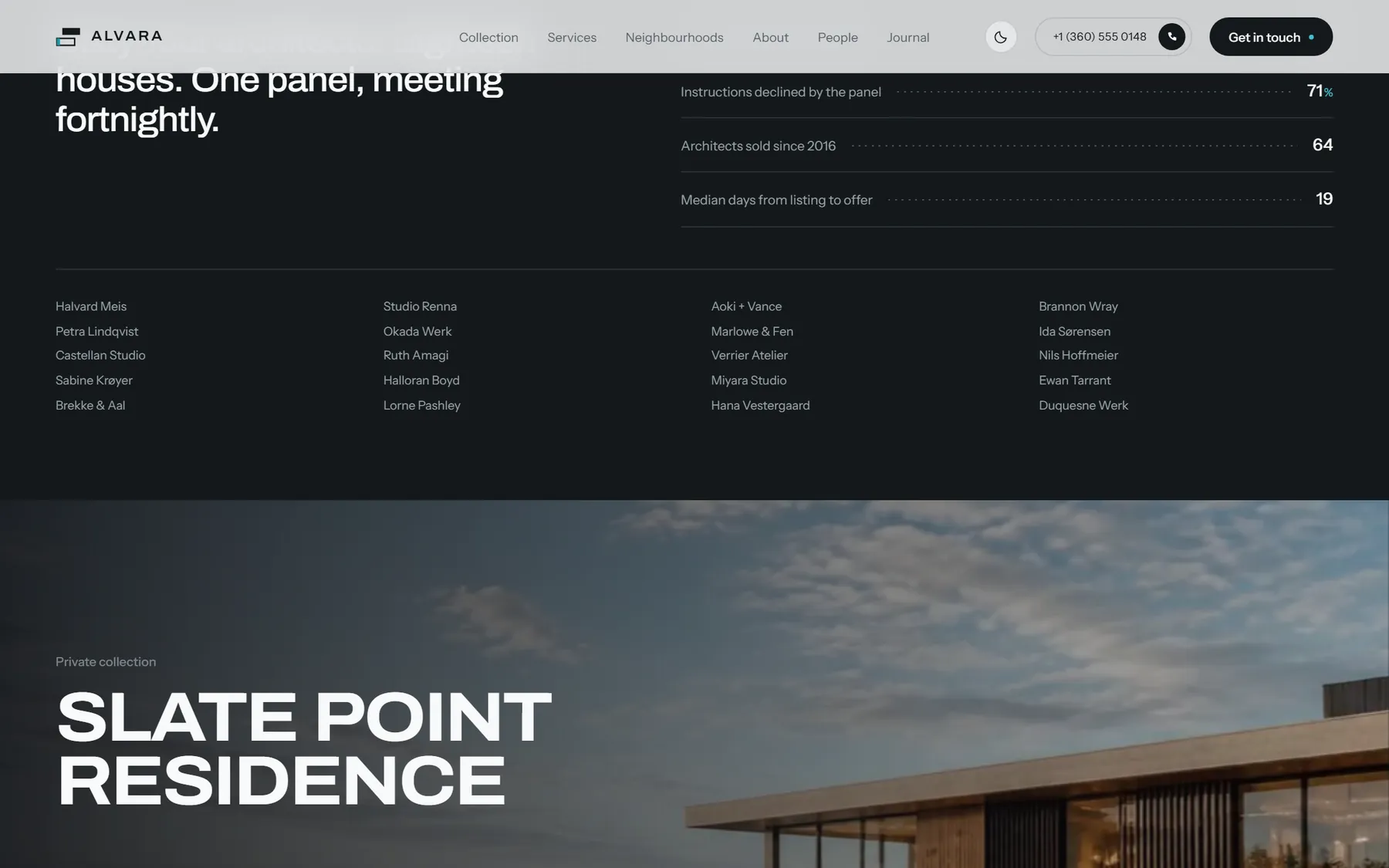 Alvara House website, screen 4