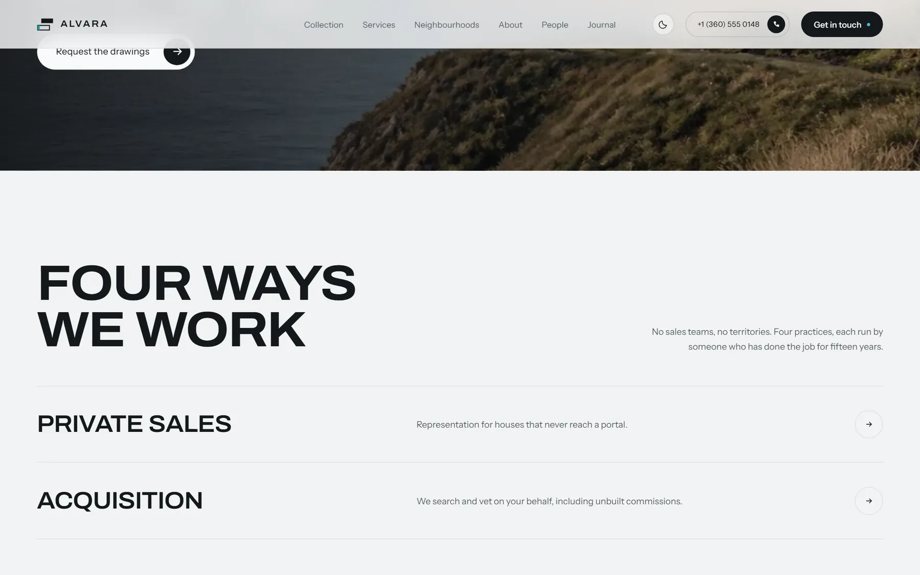 Alvara House website, screen 5