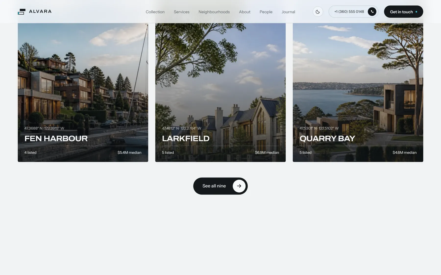 Alvara House website, screen 6