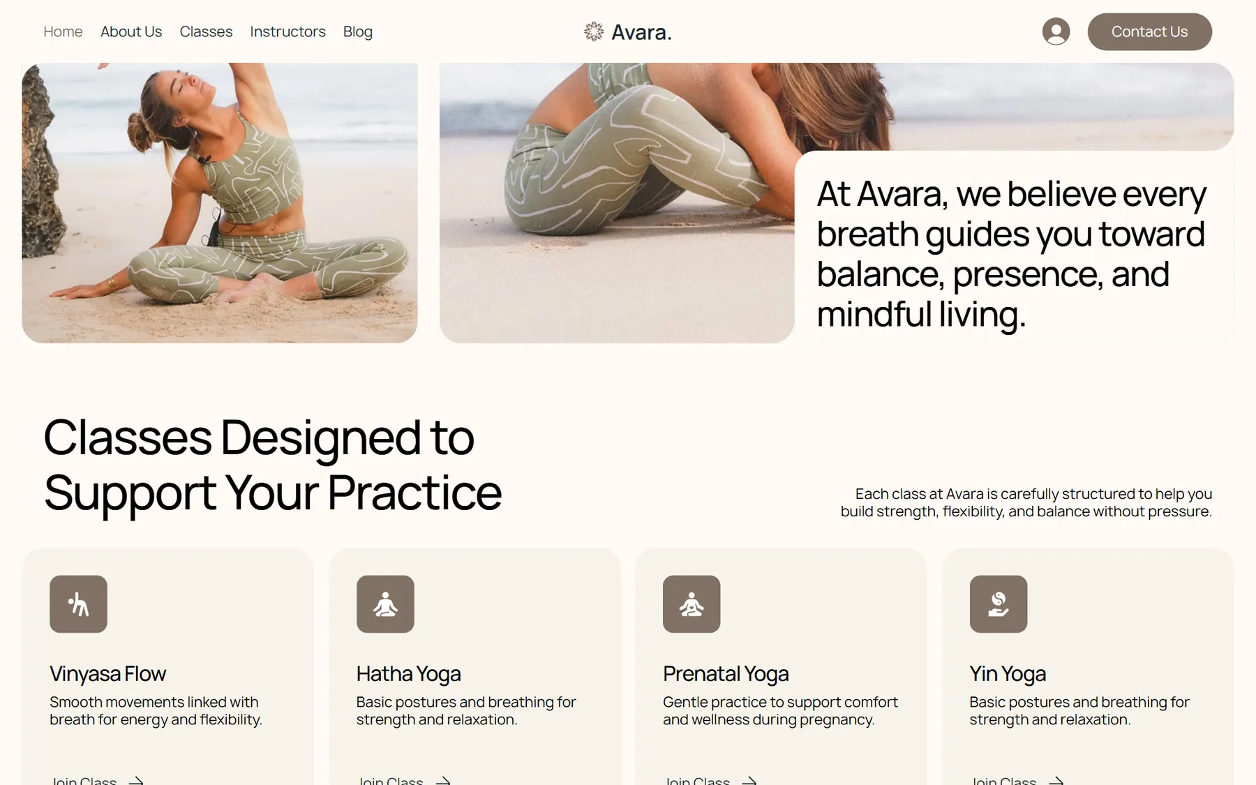 Avara, further down the homepage