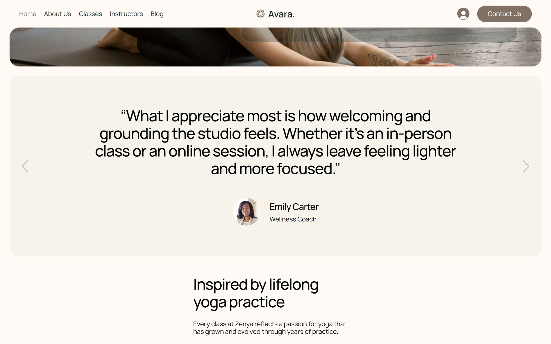 Avara website, screen 5