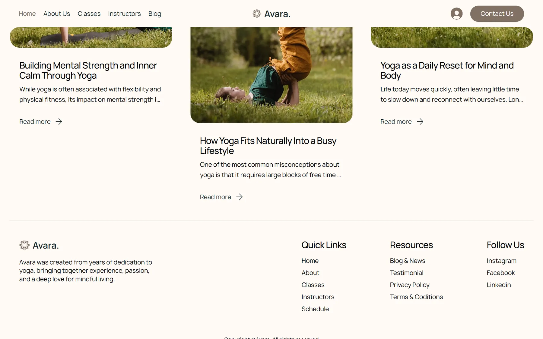 Avara website, screen 6