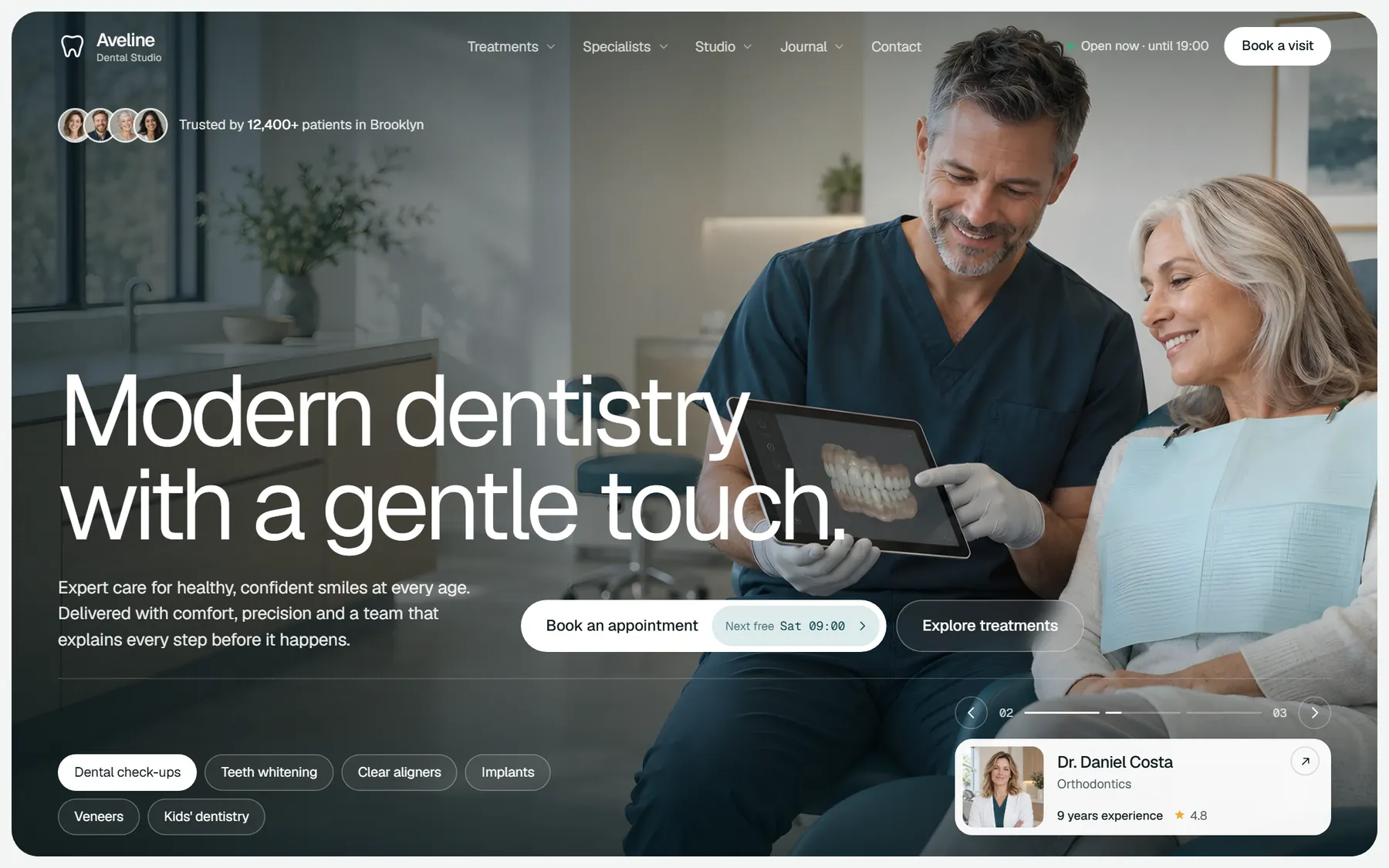 Aveline Dental homepage on desktop