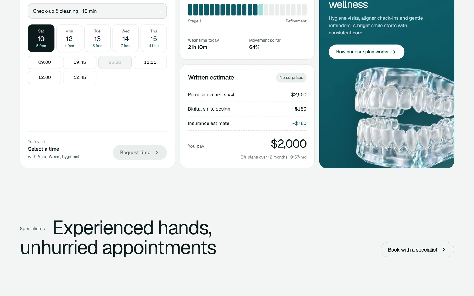 Aveline Dental website, screen 4