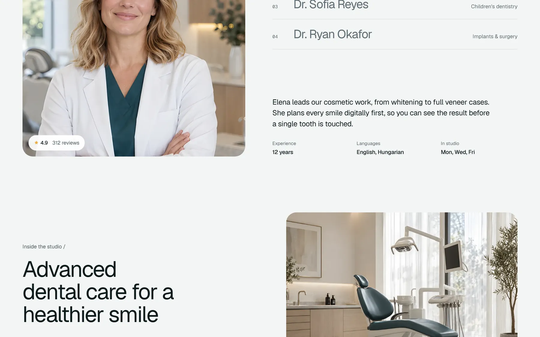 Aveline Dental website, screen 5