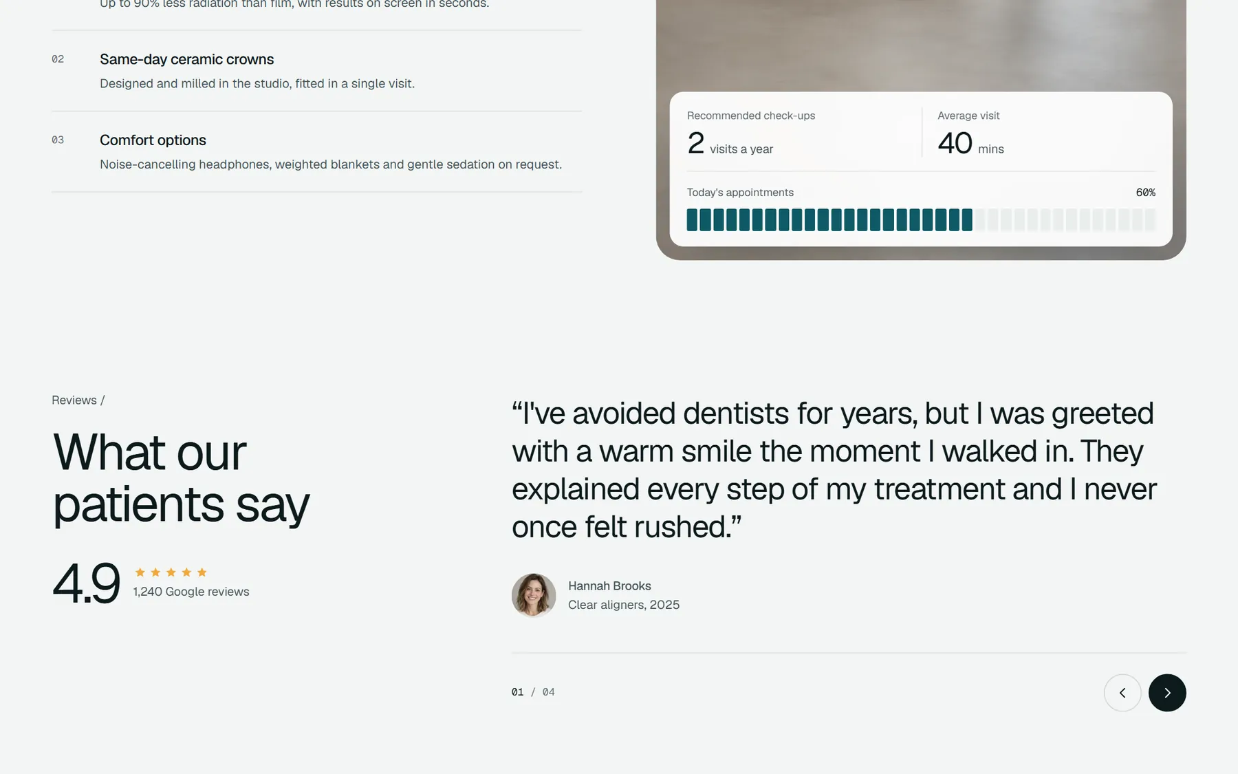 Aveline Dental website, screen 6