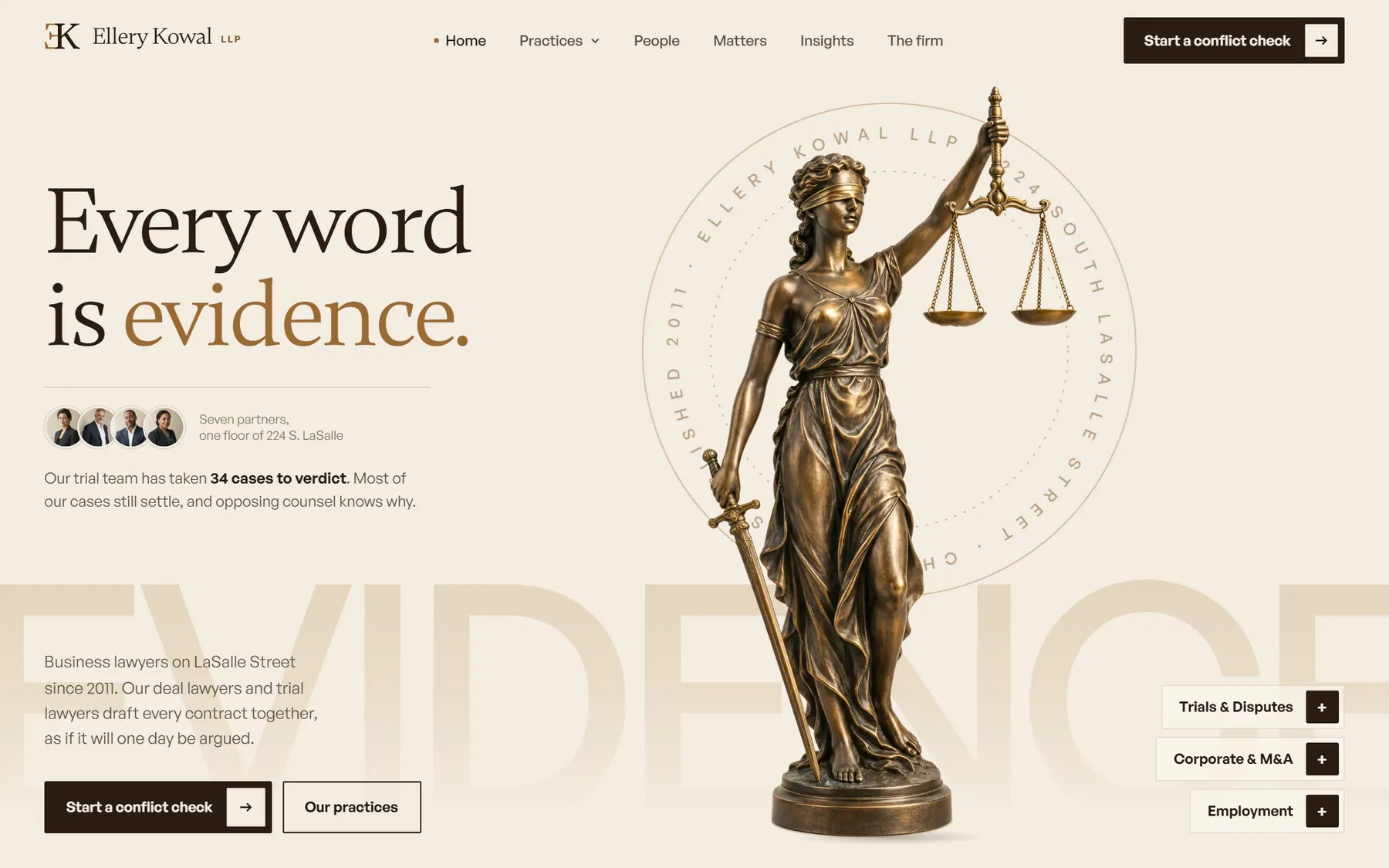 Ellery Kowal homepage on desktop