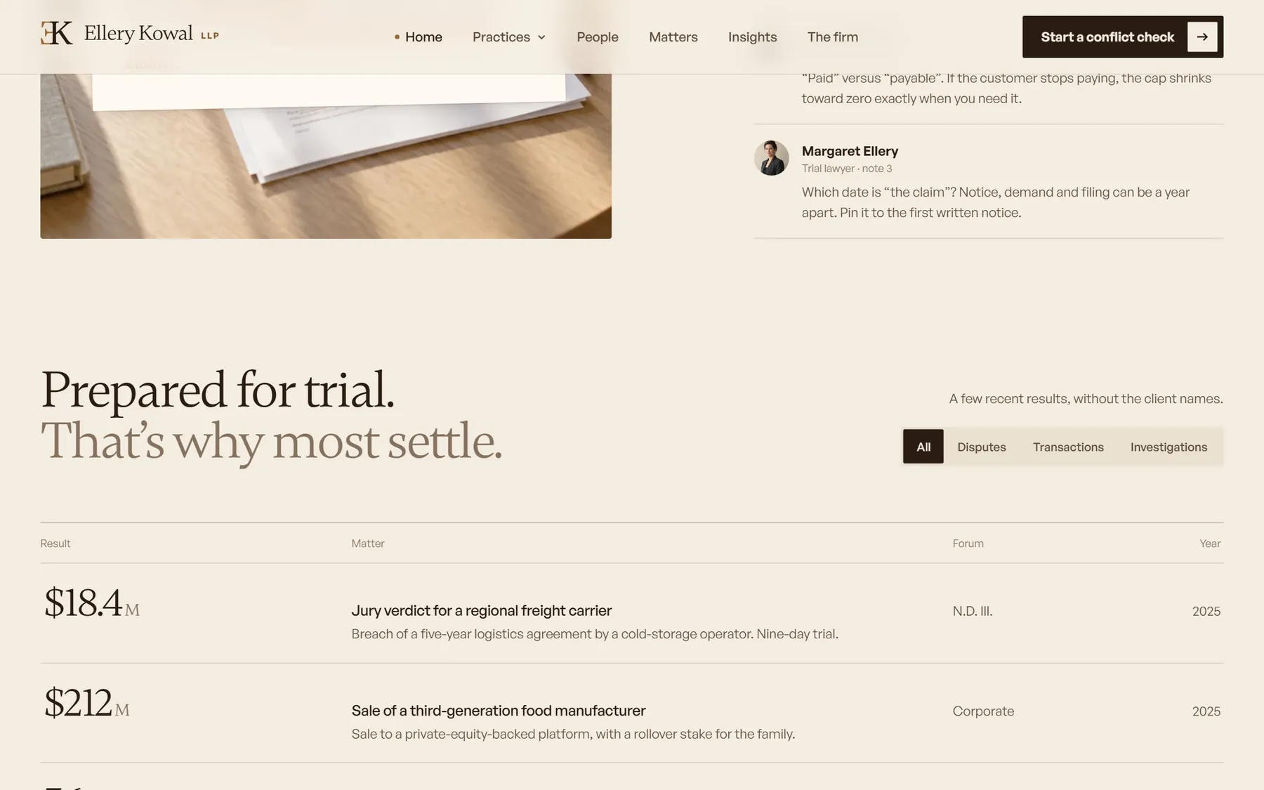 Ellery Kowal website, screen 5