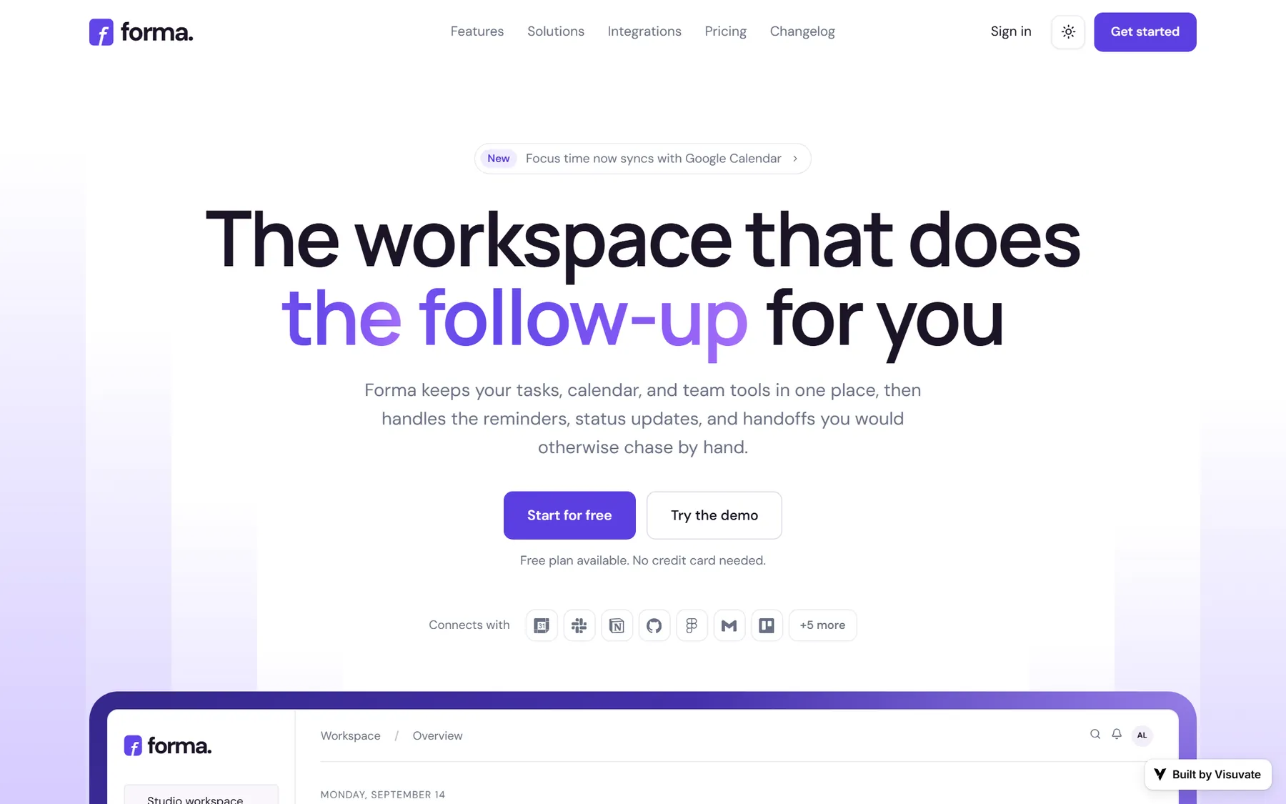 Forma homepage on desktop