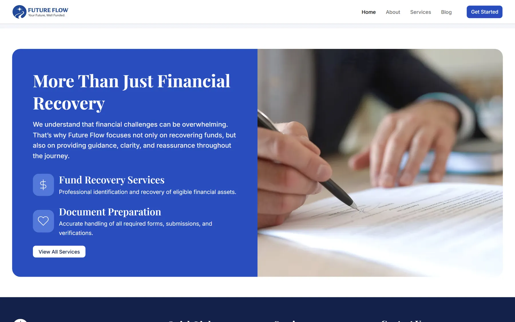 Future Flow website, screen 4