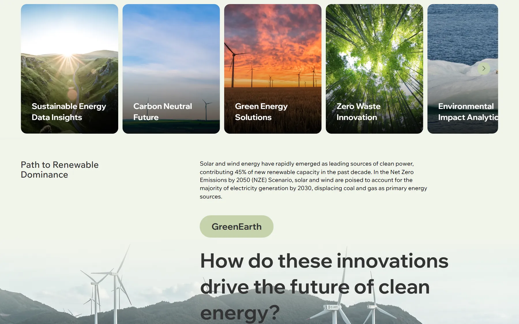Green Earth website, screen 5