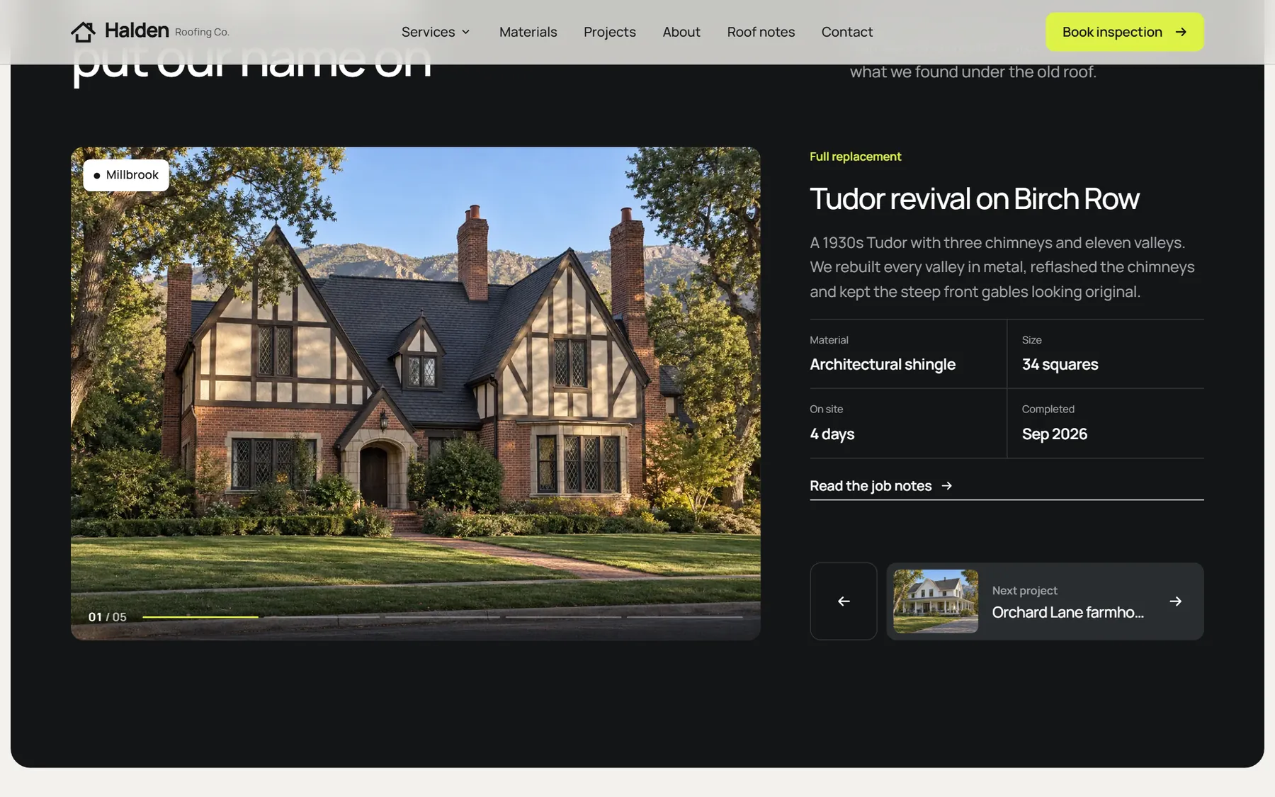 Halden Roofing website, screen 7