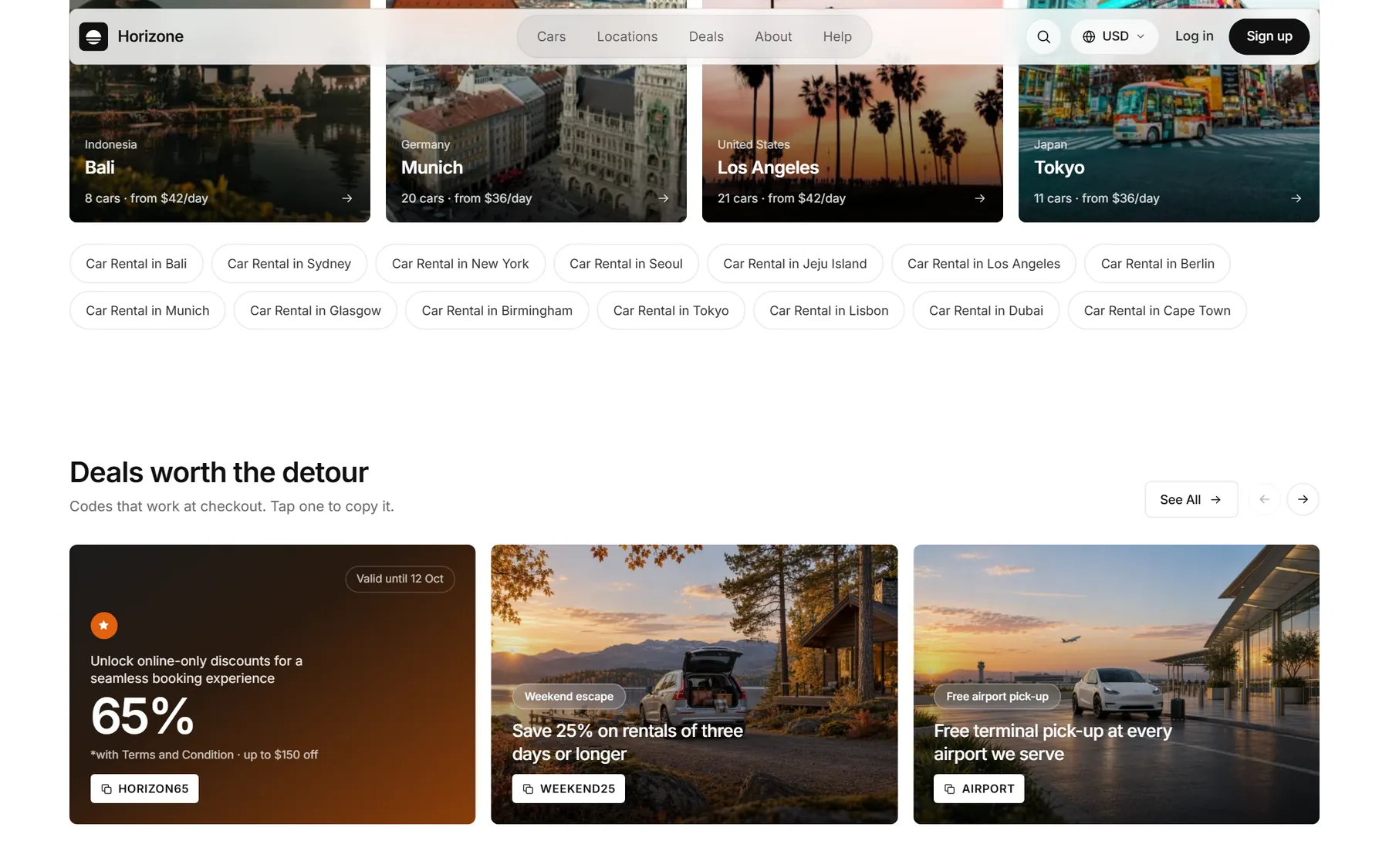 Horizone website, screen 4