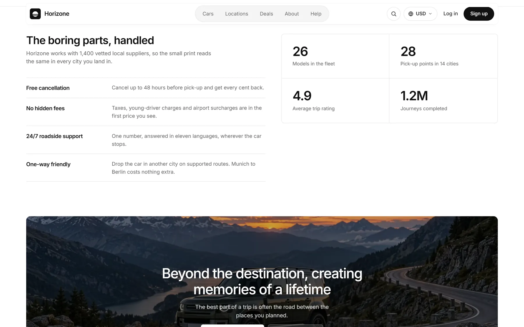 Horizone website, screen 5