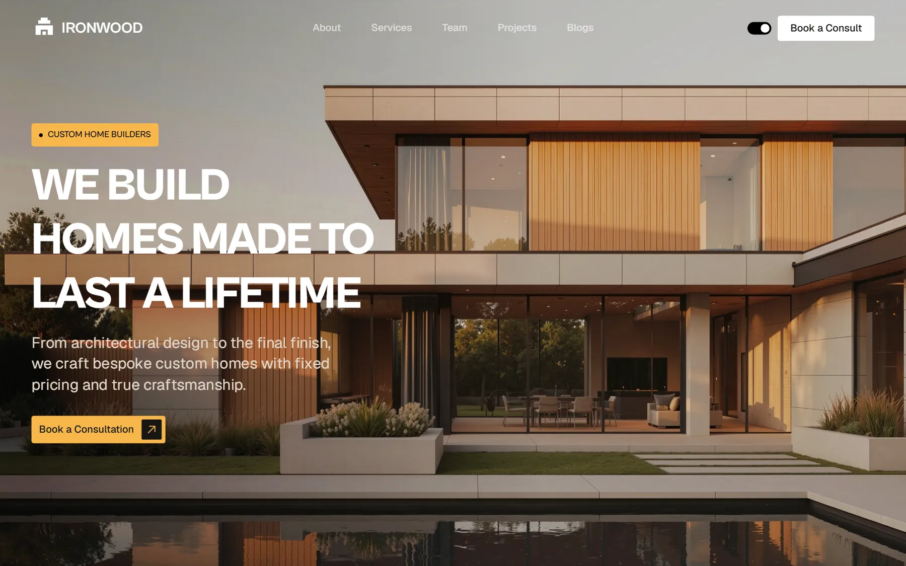 Ironwood homepage on desktop