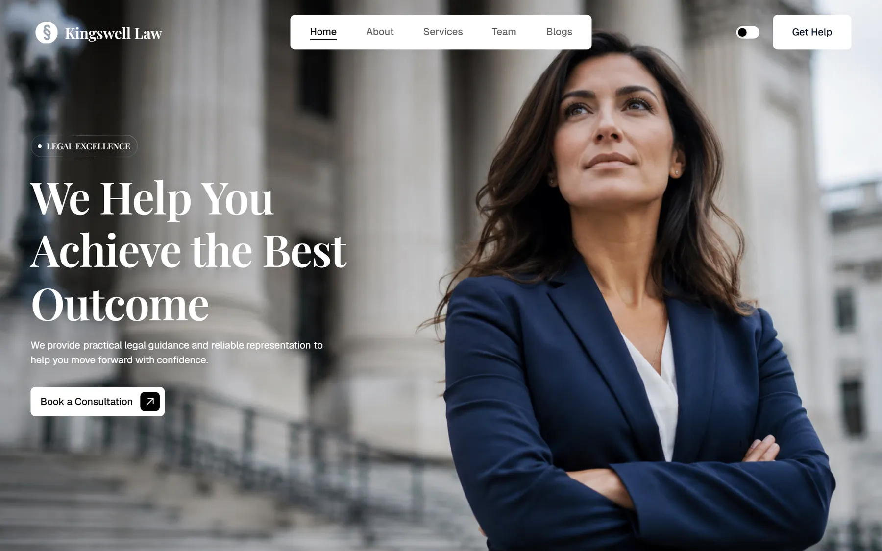 Kingswell Law homepage on desktop