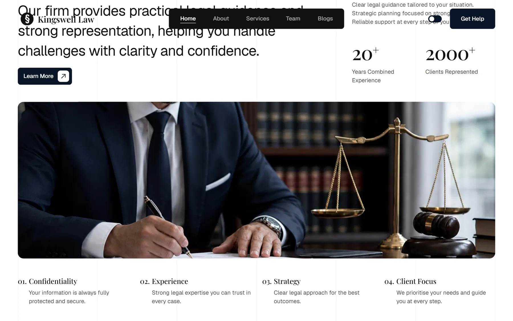Kingswell Law, further down the homepage