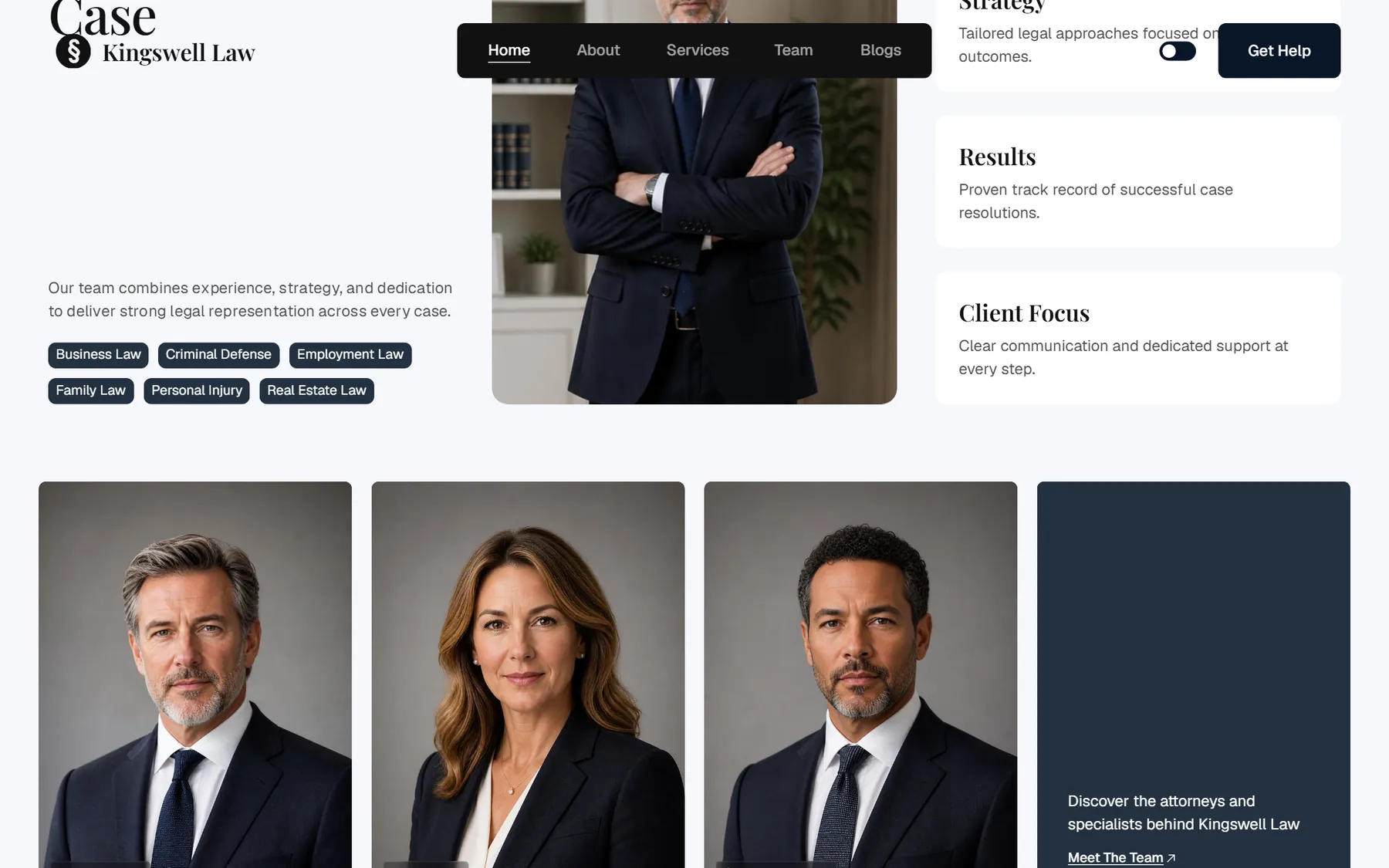 Kingswell Law website, screen 5