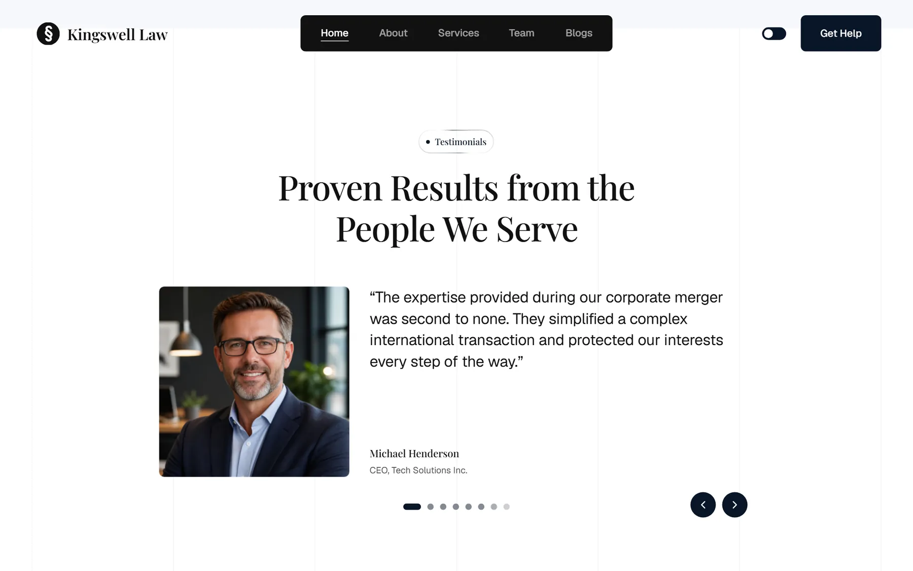 Kingswell Law website, screen 6