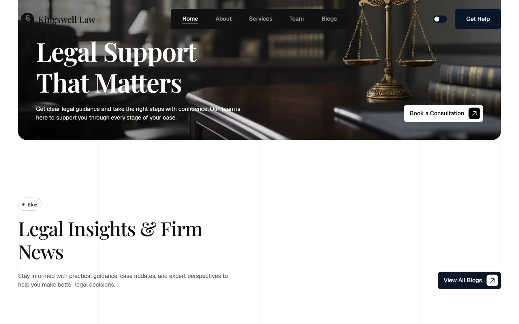 Kingswell Law website, screen 7