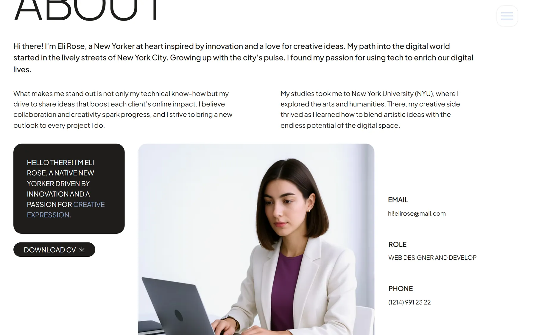 Launchfolio, another section on desktop