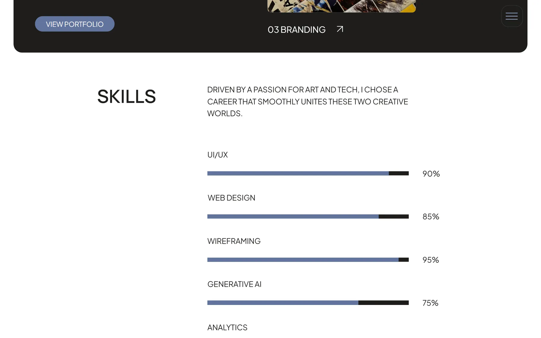 Launchfolio website, screen 5