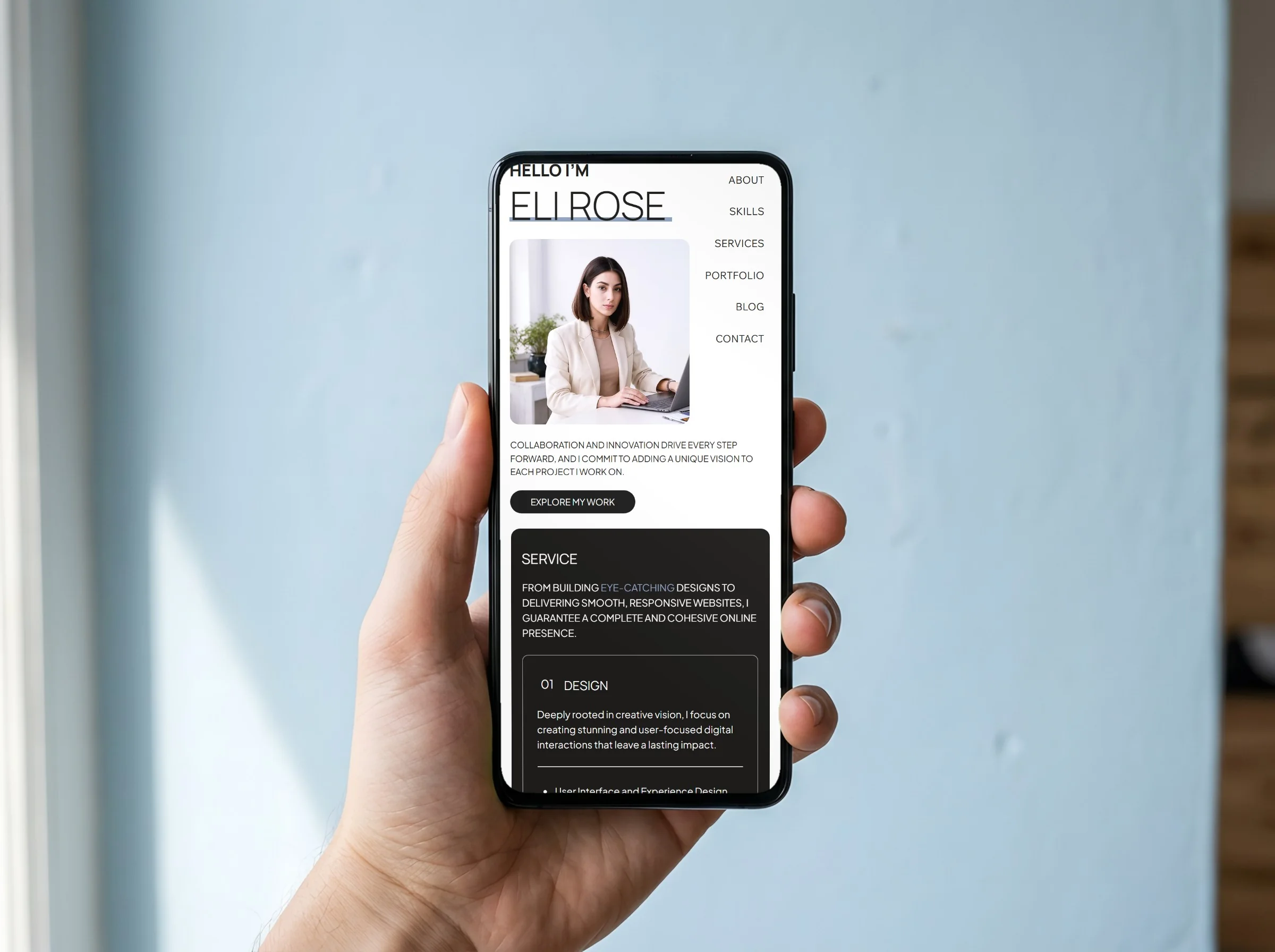 Launchfolio website on a device