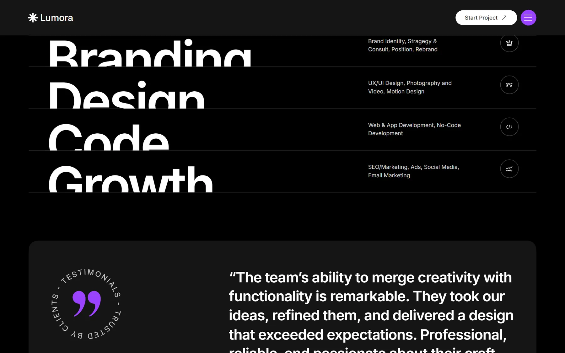 Lumora website, screen 4
