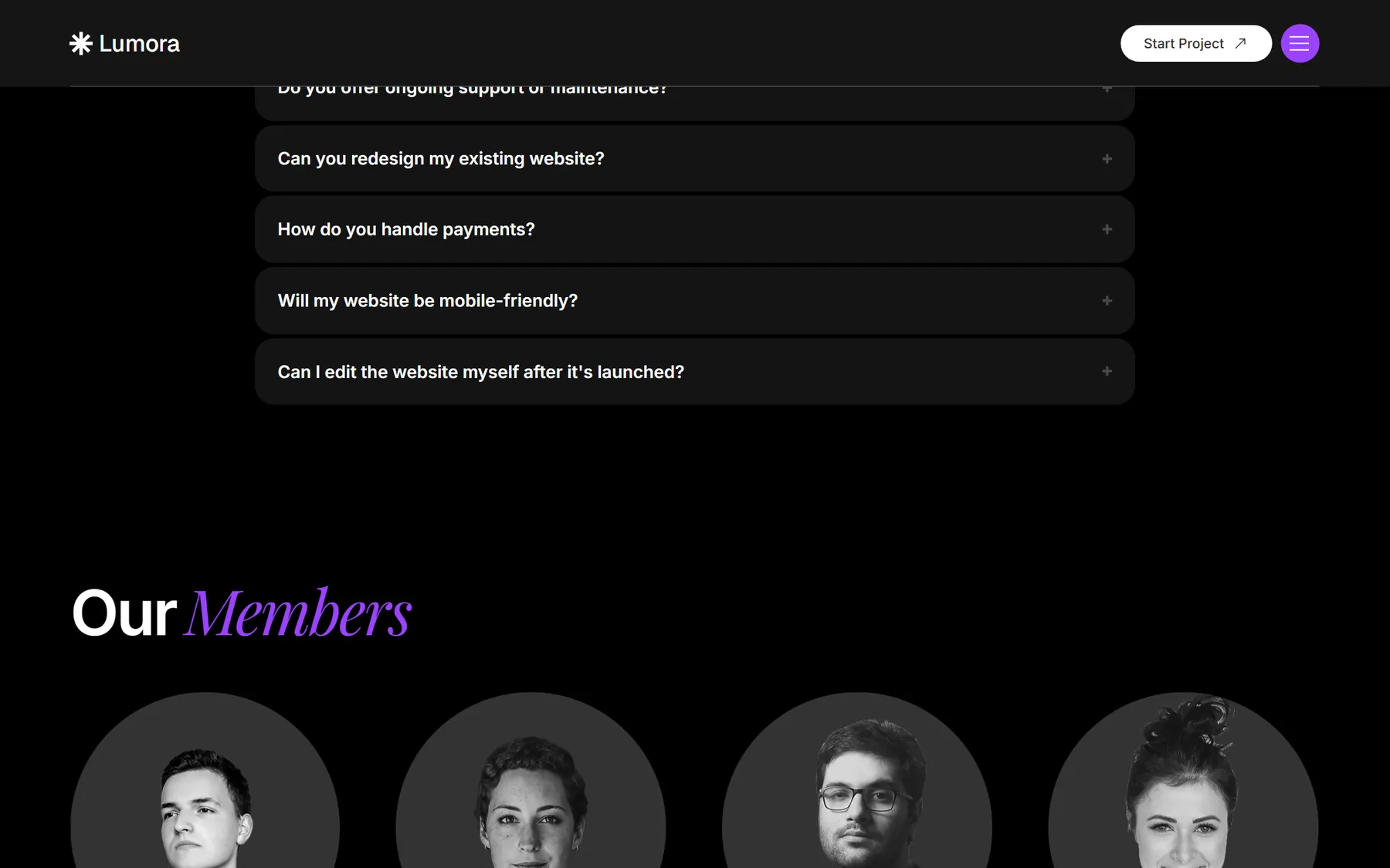 Lumora website, screen 6