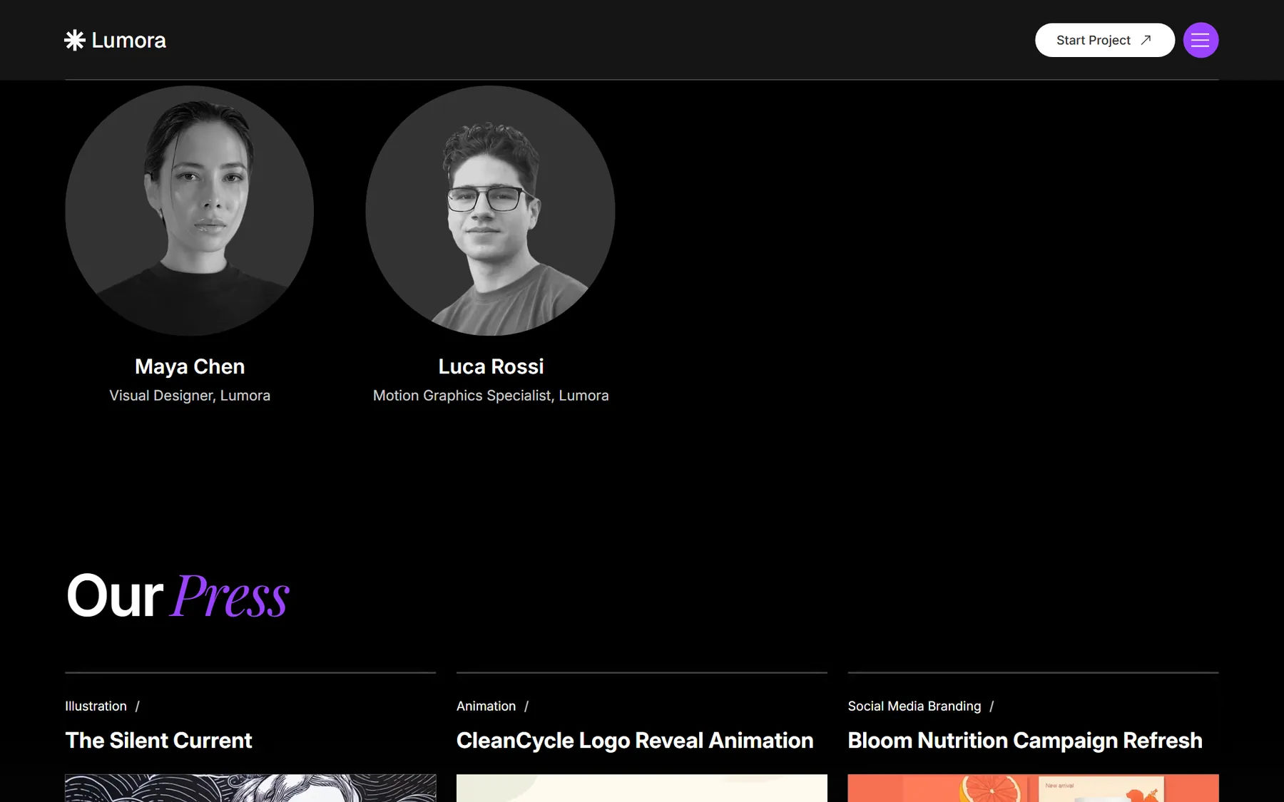 Lumora website, screen 7