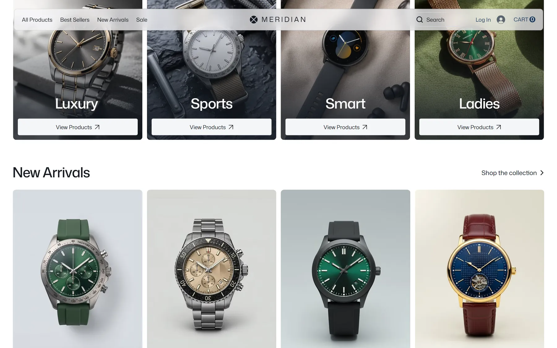 Meridian eCom, further down the homepage