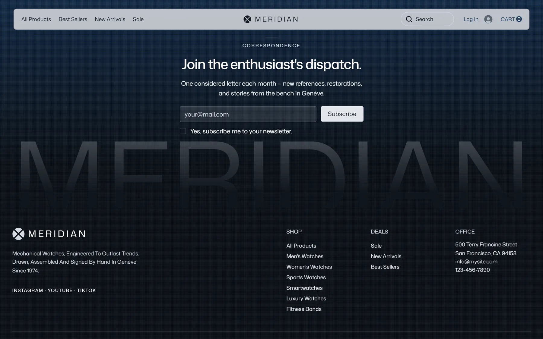 Meridian eCom website, screen 7