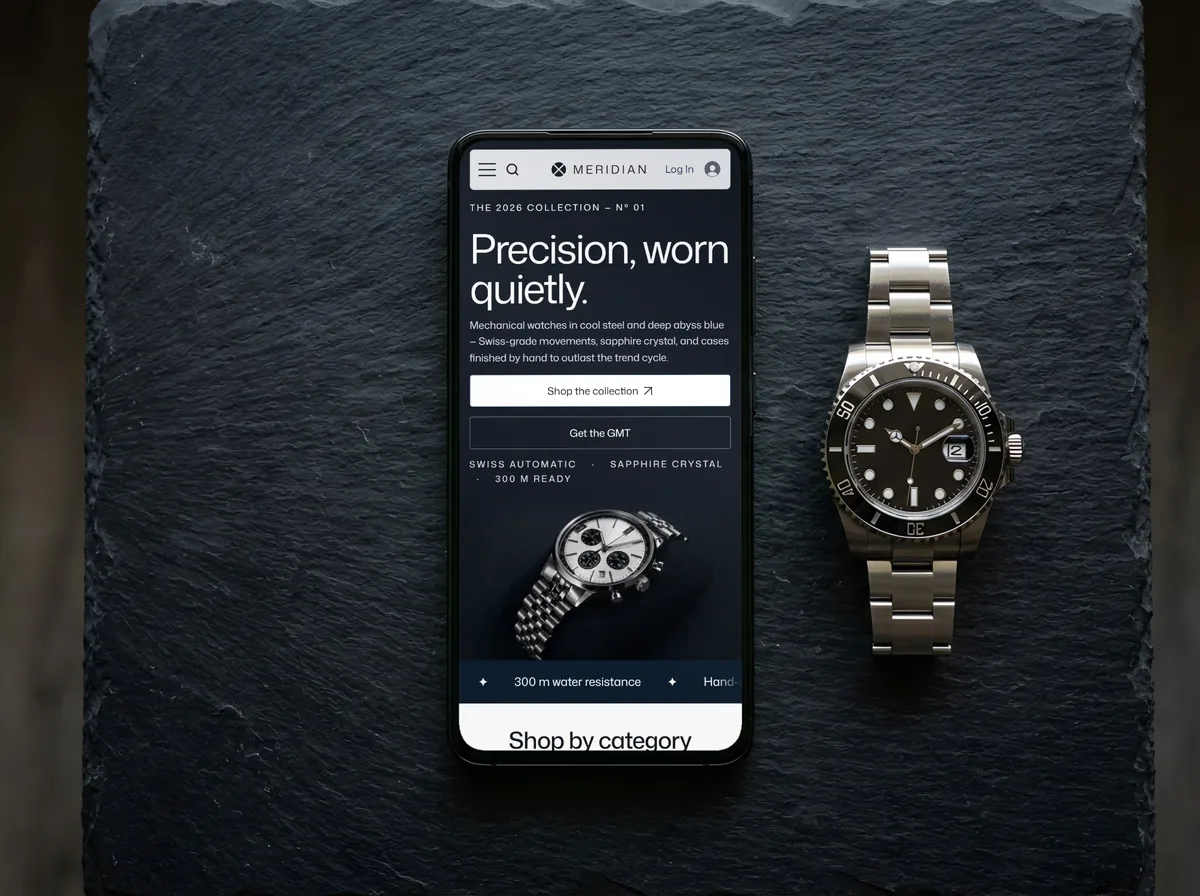 Meridian eCom website on a device