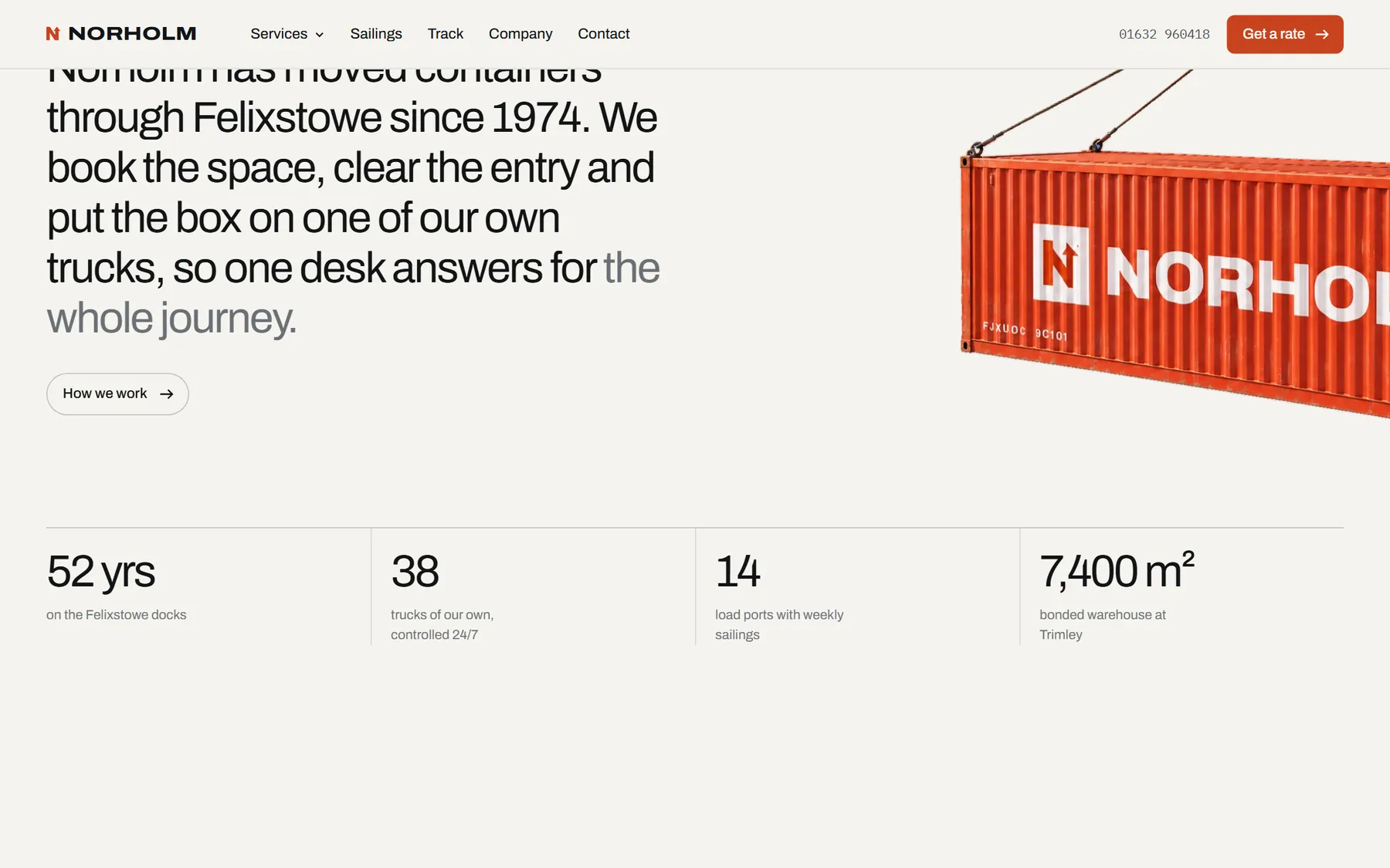 Norholm Freight, further down the homepage