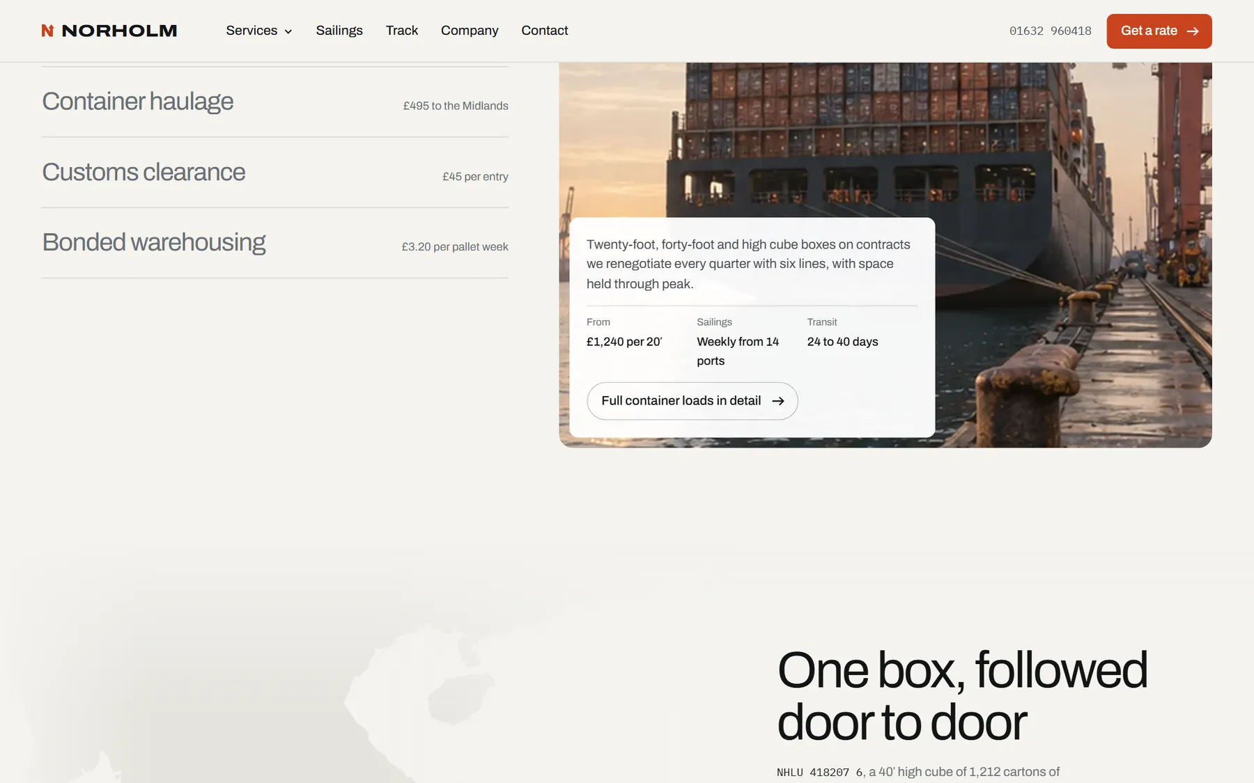 Norholm Freight, another section on desktop