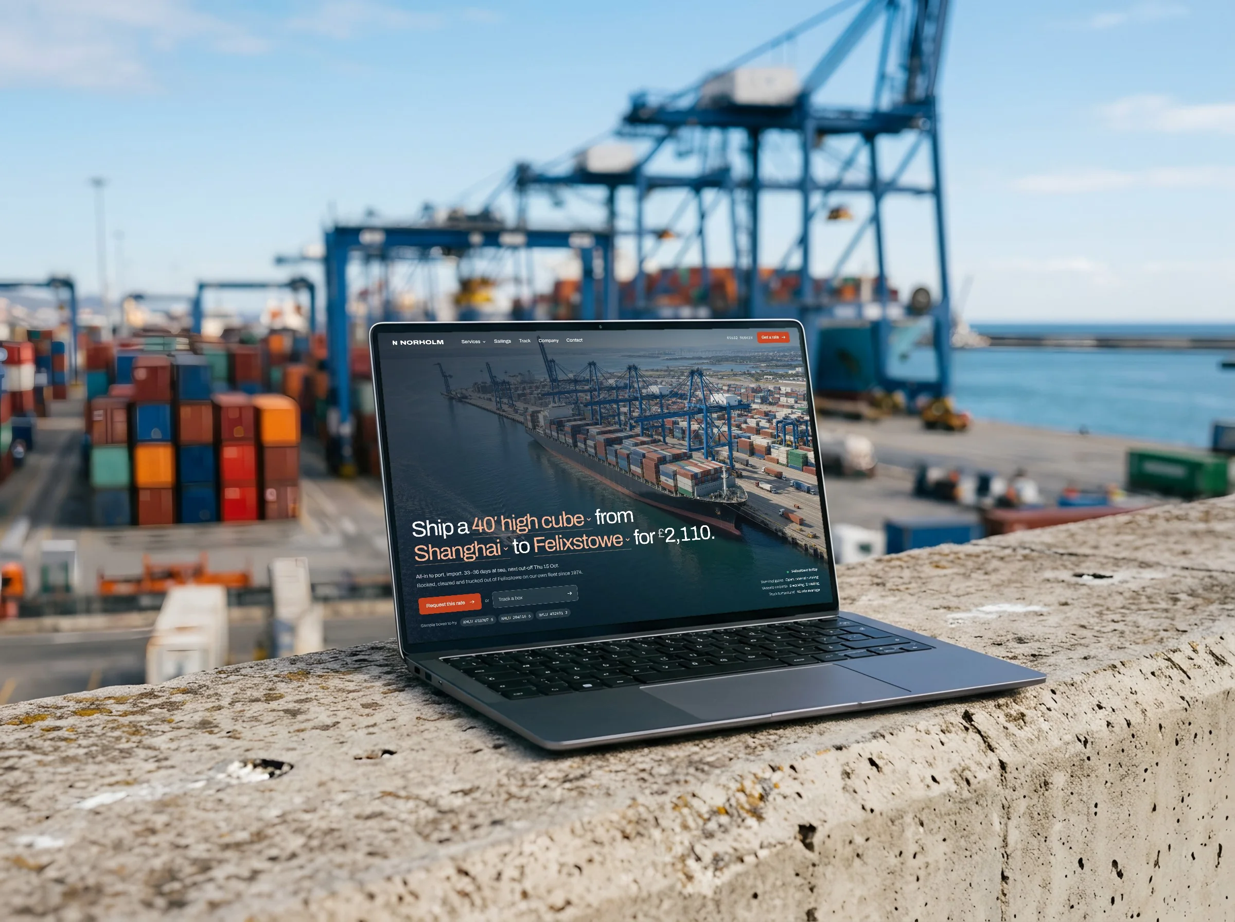 Norholm Freight website on a device