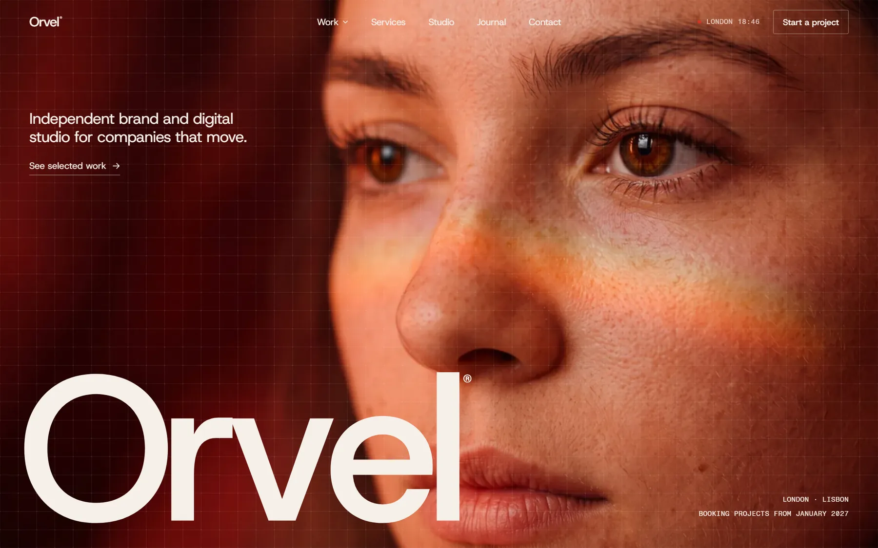 Orvel homepage on desktop