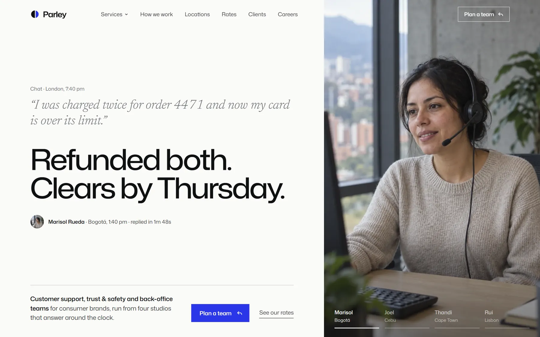 Parley homepage on desktop