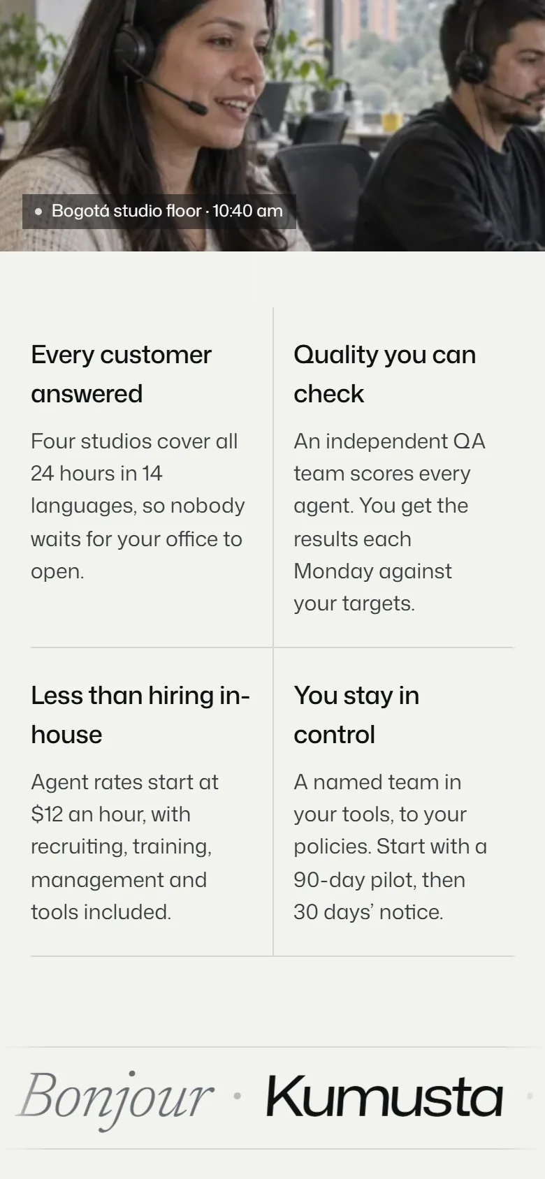 Parley further down the homepage on a phone