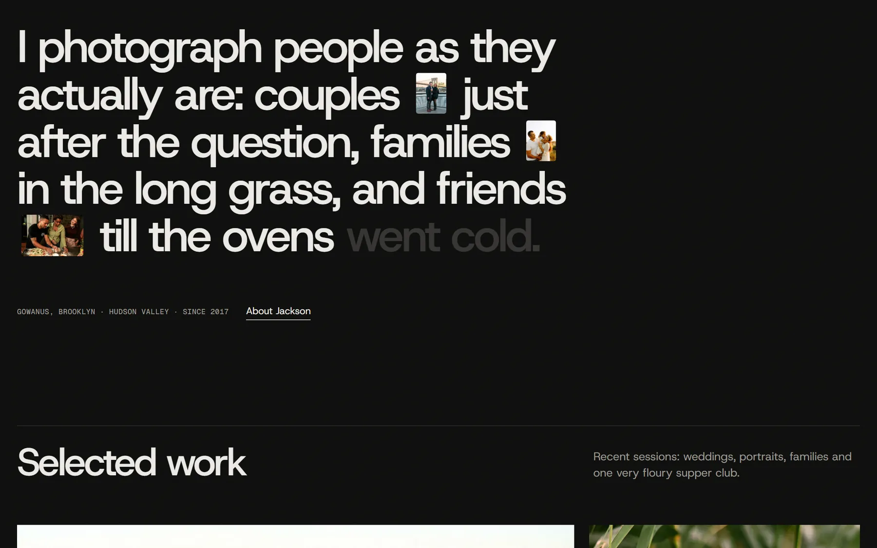 Photofolio, further down the homepage