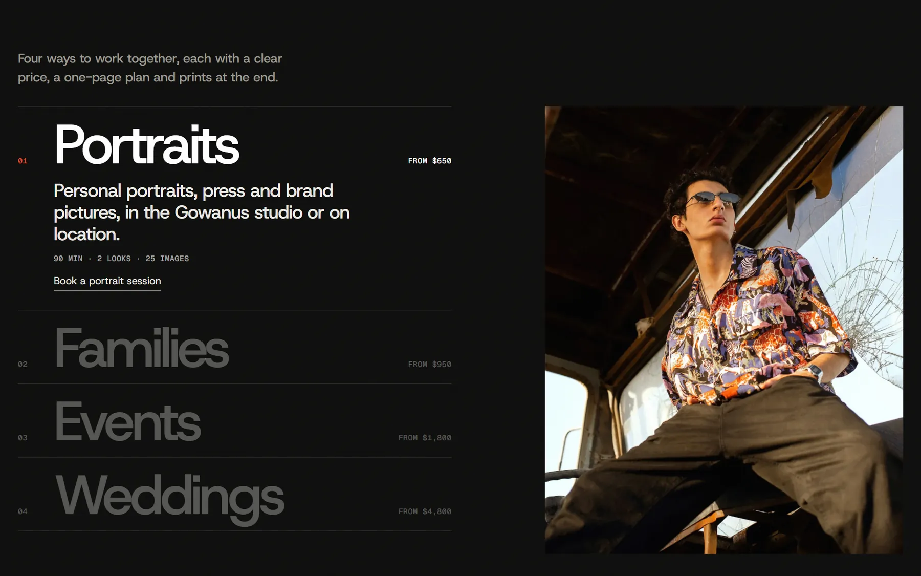Photofolio website, screen 5