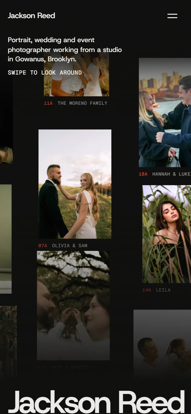 Photofolio homepage on a phone
