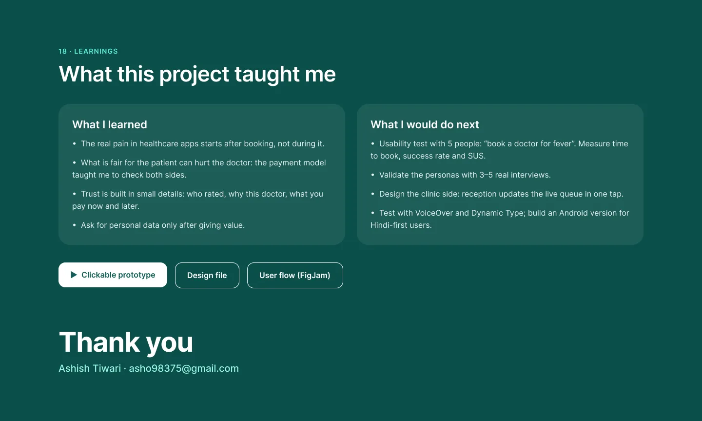 Learnings and next steps