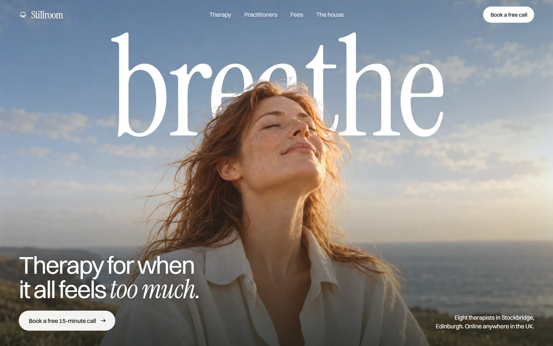 Stillroom homepage on desktop