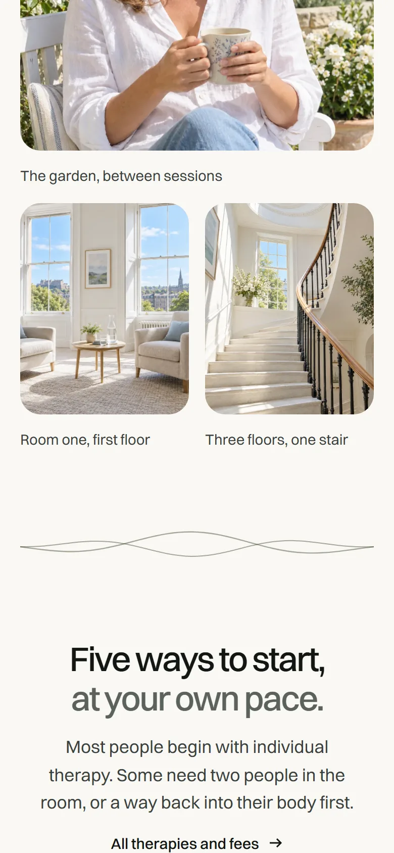Stillroom further down the homepage on a phone