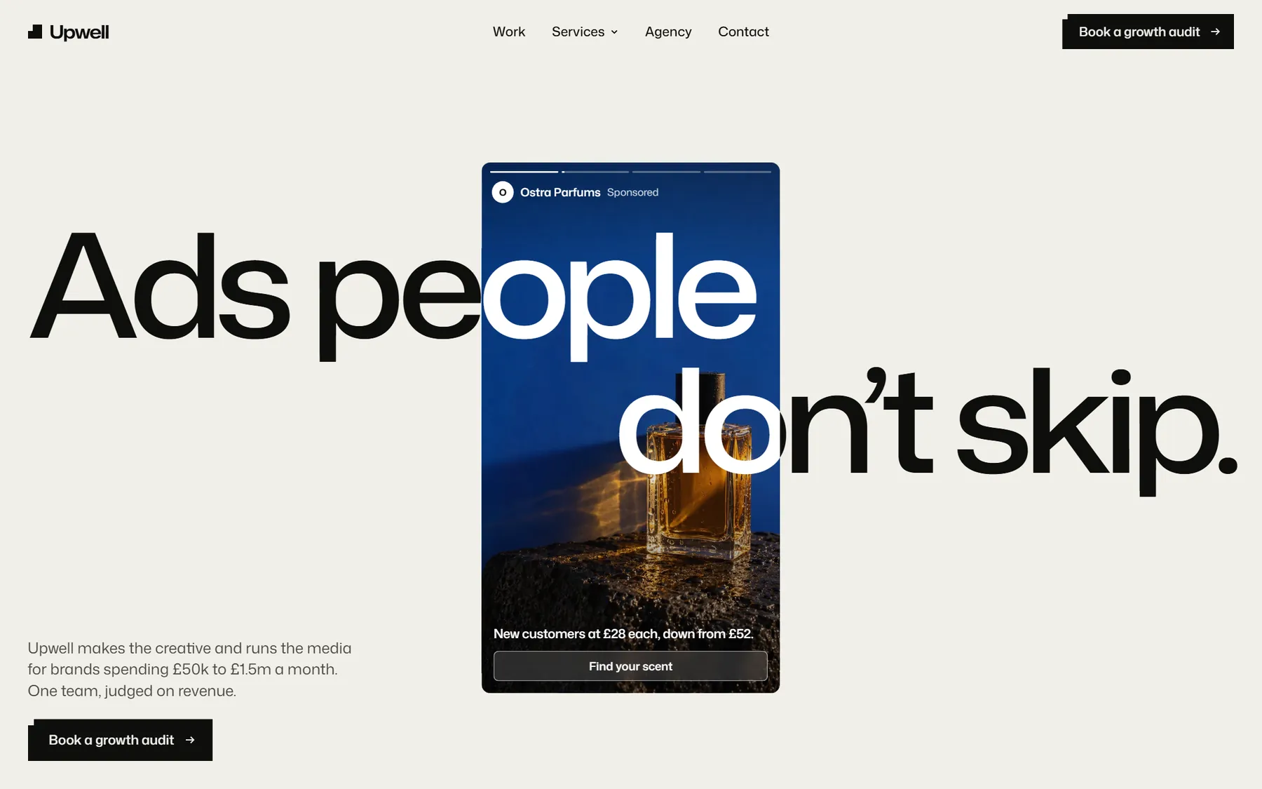 Upwell homepage on desktop