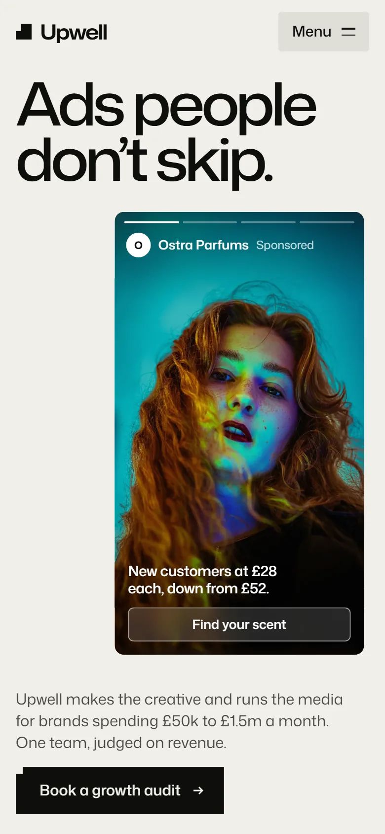 Upwell homepage on a phone